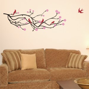 Wall  Stickers on Branch With Birds Vinyl Wall Decals    Chuck E Byrd Vinyl Wall Art